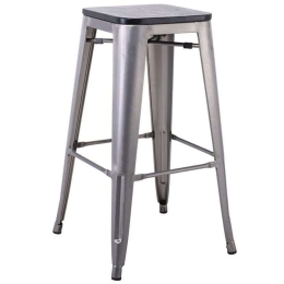 Σκαμπό Μπαρ Relix Ε5190W,6Β 43x43x76cm Rust Effect Silver-Black Μέταλλο,Ξύλο