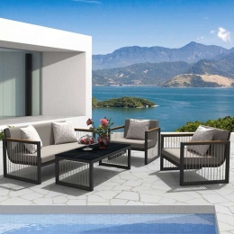 Σαλόνι Κήπου Cordoba (Σετ 4Τμχ) Ε6738 Anthracite-Beige 4 Θέσεων