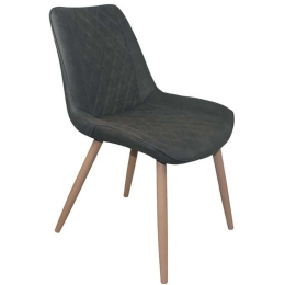 Καρέκλα Morgan ΕΜ169,5 53x61x86cm Grey-Natural Μέταλλο,Τεχνόδερμα