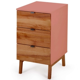 Συρταριέρα Γραφείου Luka 3 LUKADOAK16 41x50x75cm Oak-Dark Coral