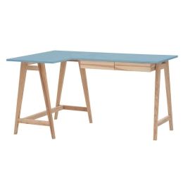 Γραφείο Luka Αριστερή Γωνία LUKALOFASH13 135x50x75cm Natural-Light Blue