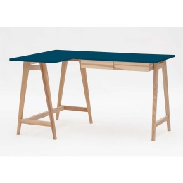 Γραφείο Luka Αριστερή Γωνία LUKALOFASH14 135x50x75cm Natural-Petrol Blue