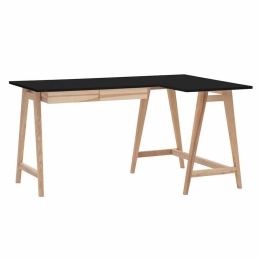 Γραφείο Luka Δεξιά Γωνία LUKAROFASHBLACK 135x50x75cm Natural-Black