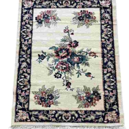 Bonsai Home Χαλί Ακρυλικό με Κρόσσια 110x170 - Louvro Μπεζ Φλοράλ