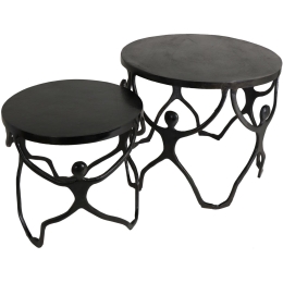 ΤΡΑΠΕΖΑΚΙ ARTELIBRE ΑΝΘΡΩΠΟΙ ΜΑΥΡΟ ΑΛΟΥΜΙΝΙΟ 58X58X49CM ΣΕΤ 2ΤΜΧ