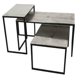 ΤΡΑΠΕΖΑΚΙ ARTELIBRE ΑΣΗΜΙ ΑΛΟΥΜΙΝΙΟ 77X38X42CM ΣΕΤ 3ΤΜΧ