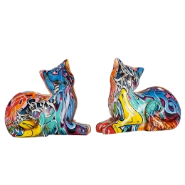 ΔΙΑΚΟΣΜΗΤΙΚΟ ARTELIBRE ΓΑΤΑ ΠΟΛΥΧΡΩΜΟ POLYRESIN 8X16X13CM ΣΕ 2 ΣΧΕΔΙΑ