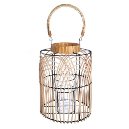 ΦΑΝΑΡΙ ARTELIBRE ΦΥΣΙΚΟ/ΜΑΥΡΟ RATTAN/ΜΕΤΑΛΛΟ 33CM
