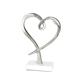 ΔΙΑΚΟΣΜΗΤΙΚΟ ARTELIBRE ΚΑΡΔΙΑ 'HOME'/'LOVE' ΣΕ ΒΑΣΗ ΑΣΗΜΙ/ΛΕΥΚΟ ΑΛΟΥΜΙΝΙΟ/ΜΑΡΜΑΡΟ 8X19.5X28CM