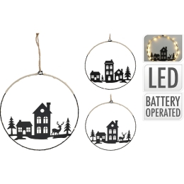 ΣΤΟΛΙΔΙ ΚΡΕΜΑΣΤΟ ARTELIBRE ΣΤΕΦΑΝΙ ΜΕ 20 MICRO LED ΜΠΑΤΑΡΙΑΣ Φ30CM ΜΑΥΡΟ/ΛΕΥΚΟ ΜΕΤΑΛΛΟ ΣΕ 2 ΣΧΕΔΙΑ