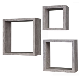 ΣΕΤ ΡΑΦΙΑ ΤΟΙΧΟΥ ΔΡΥΣ ΜΕΛΑΜΙΝΗ 15X15X9/20X20X9/25X25X9CM 3ΤΜΧ