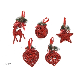 ΣΤΟΛΙΔΙ ΚΡΕΜΑΣΤΟ ΜΕ GLITTER ΚΟΚΚΙΝΟ ΠΛΑΣΤΙΚΟ 16CM ΣΕ 5 ΣΧΕΔΙΑ