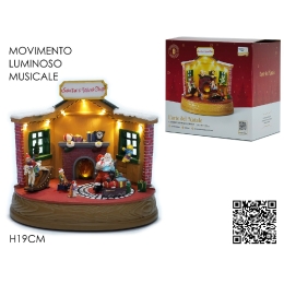 ΧΡΙΣΤΟΥΓΕΝΝΙΑΤΙΚΟ ΣΚΗΝΙΚΟ SANTA'S WORKSHOP ΜΕ ΦΩΣ ΚΙΝΗΣΗ ΚΑΙ ΜΟΥΣΙΚΗ ΠΟΛΥΧΡΩΜΟ POLYRESIN 19CM
