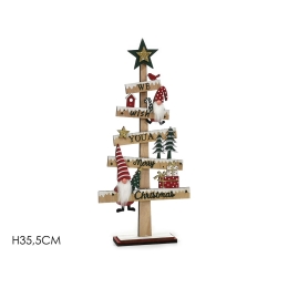 ΔΕΝΤΡΑΚΙ ΔΙΑΚΟΣΜΗΤΙΚΟ ΜΕ ΠΙΝΑΚΙΔΕΣ 'WE WISH YOU A MERRY CHRISTMAS' ΦΥΣΙΚΟ/ΚΟΚΚΙΝΟ ΞΥΛΟ 35.5CM