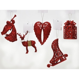 ΣΤΟΛΙΔΙ ΚΡΕΜΑΣΤΟ ΜΕ GLITTER ΚΟΚΚΙΝΟ ΠΛΑΣΤΙΚΟ 15CM ΣΕ 5 ΣΧΕΔΙΑ