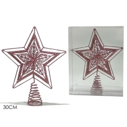 ΚΟΡΥΦΗ ΔΕΝΤΡΟΥ ΑΣΤΕΡΙ ΜΕ GLITTER ΡΟΖ 30CM