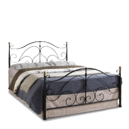 ΚΡΕΒΑΤΙ ARTELIBRE EVELYN ΜΕΤΑΛΛΙΚΟ SEMY GLOSSY BLACK 210X159X109CM (ΣΤΡΩΜΑ 150X200CM)