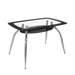 ΤΡΑΠΕΖΙ ARTELIBRE HALTIA ΧΡΩΜΙΟ/ΜΑΥΡΟ ΓΥΑΛΙ/ΜΕΤΑΛΛΟ 120X75X75CM