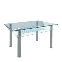 ΤΡΑΠΕΖΙ ARTELIBRE BLANC ΔΙΑΦΑΝΟ/ΧΡΩΜΙΟ ΓΥΑΛΙ/ΜΕΤΑΛΛΟ 90X60X75CM