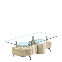 ΤΡΑΠΕΖΑΚΙ ΣΑΛΟΝΙΟΥ ARTELIBRE BROMELYA ΔΙΑΦΑΝΟ/SONOMA ΓΥΑΛΙ/MDF 130X70X45CM