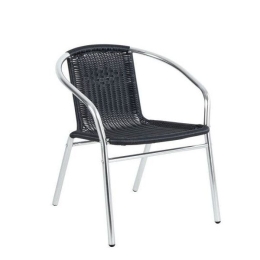 ΠΟΛΥΘΡΟΝΑ RATTAN VENUS ΜΑΥΡΟ/ΑΣΗΜΙ 54X58X73CM