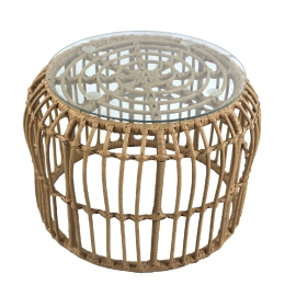 ΤΡΑΠΕΖΑΚΙ ΚΗΠΟΥ ARTELIBRE ALBIUS ΦΥΣΙΚΟ RATTAN/ΜΕΤΑΛΛΟ/ΓΥΑΛΙ Φ50X35CM