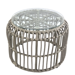 ΤΡΑΠΕΖΑΚΙ ΚΗΠΟΥ ARTELIBRE ALBIUS ΓΚΡΙ RATTAN/ΜΕΤΑΛΛΟ/ΓΥΑΛΙ Φ50X35CM