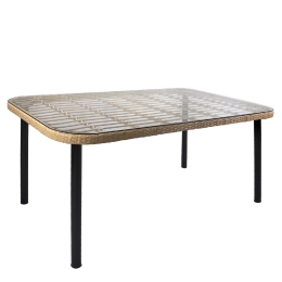ΤΡΑΠΕΖΙ ΚΗΠΟΥ ARTELIBRE AMPIUS ΦΥΣΙΚΟ/ΜΑΥΡΟ ΜΕΤΑΛΛΟ/RATTAN/ΓΥΑΛΙ 160X90X73CM