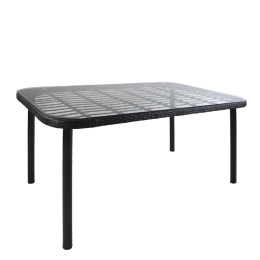 ΤΡΑΠΕΖΙ ΚΗΠΟΥ ARTELIBRE AMPLAS ΜΑΥΡΟ ΜΕΤΑΛΛΟ/RATTAN/ΓΥΑΛΙ 140X80X73CM