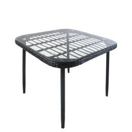 ΤΡΑΠΕΖΙ ΚΗΠΟΥ ARTELIBRE ANTIUS ΜΑΥΡΟ ΜΕΤΑΛΛΟ/RATTAN/ΓΥΑΛΙ 80X80X73CM