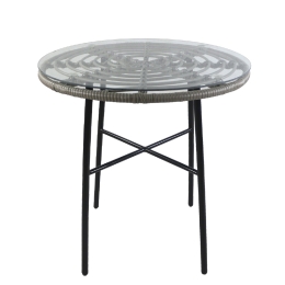 ΤΡΑΠΕΖΙ ΚΗΠΟΥ ARTELIBRE APPIUS ΓΚΡΙ/ΜΑΥΡΟ ΜΕΤΑΛΛΟ/RATTAN/ΓΥΑΛΙ 70X70X74CM