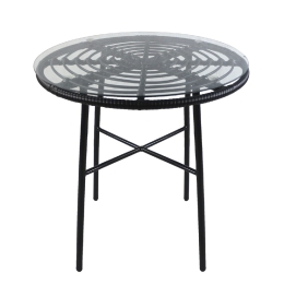 ΤΡΑΠΕΖΙ ΚΗΠΟΥ ARTELIBRE APPIUS ΜΑΥΡΟ ΜΕΤΑΛΛΟ/RATTAN/ΓΥΑΛΙ 70X70X74CM