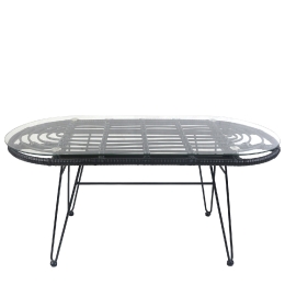 ΤΡΑΠΕΖΙ ΚΗΠΟΥ ARTELIBRE ARRIUS ΜΑΥΡΟ ΜΕΤΑΛΛΟ/RATTAN/ΓΥΑΛΙ 100X45X46CM