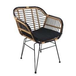 ΚΑΡΕΚΛΑ ΚΗΠΟΥ ARTELIBRE ATINIUS ΦΥΣΙΚΟ/ΜΑΥΡΟ ΜΕΤΑΛΛΟ/RATTAN 58X62X82CM