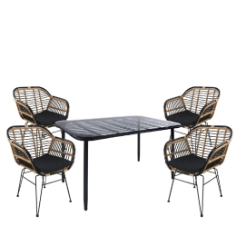 ΣΕΤ ΤΡΑΠΕΖΑΡΙΑ ΚΗΠΟΥ ARTELIBRE ANNIUS ΜΑΥΡΟ ΜΕΤΑΛΛΟ/RATTAN/ΓΥΑΛΙ ΜΕ 4 ΚΑΡΕΚΛΕΣ 14990366