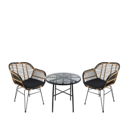 ΣΕΤ ΤΡΑΠΕΖΑΡΙΑ ΚΗΠΟΥ ARTELIBRE APPIUS ΜΑΥΡΟ ΜΕΤΑΛΛΟ/RATTAN/ΓΥΑΛΙ ΜΕ 2 ΚΑΡΕΚΛΕΣ 14990370