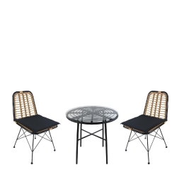 ΣΕΤ ΤΡΑΠΕΖΑΡΙΑ ΚΗΠΟΥ ARTELIBRE APPIUS ΜΑΥΡΟ ΜΕΤΑΛΛΟ/RATTAN/ΓΥΑΛΙ ΜΕ 2 ΚΑΡΕΚΛΕΣ 14990376
