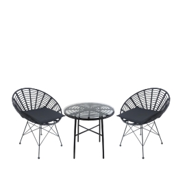 ΣΕΤ ΤΡΑΠΕΖΑΡΙΑ ΚΗΠΟΥ ARTELIBRE APPIUS ΜΑΥΡΟ ΜΕΤΑΛΛΟ/RATTAN/ΓΥΑΛΙ ΜΕ 2 ΚΑΡΕΚΛΕΣ 14990388