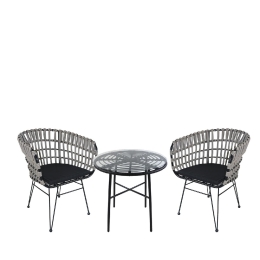 ΣΕΤ ΤΡΑΠΕΖΑΡΙΑ ΚΗΠΟΥ ARTELIBRE APPIUS ΜΑΥΡΟ ΜΕΤΑΛΛΟ/RATTAN/ΓΥΑΛΙ ΜΕ 2 ΚΑΡΕΚΛΕΣ 14990394