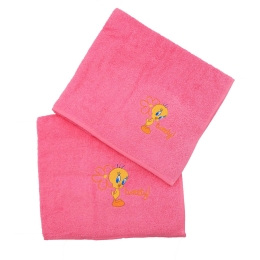 Πετσέτα Παιδική Σετ 2τμχ.Tweety Pink Viopros Σετ Πετσέτες 100% Βαμβάκι
