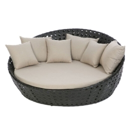 Daybed ρατάν εξωτερικού χώρου σε γκρι σκούρο χρώμα με μαξιλάρια 170x85 εκ
