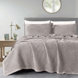 Borea Κουβέρτα Ζακάρ Σετ Carrara Μπεζ Υπέρδιπλη 230 x 245 cm + (2) 50 x 70 cm Μπεζ
