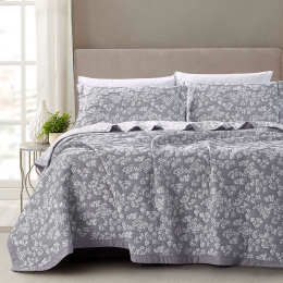 Borea Κουβέρτα Ζακάρ Σετ Cherry Γκρι Υπέρδιπλη 230 x 245 cm + (2) 50 x 70 cm Γκρι