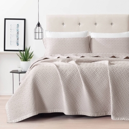 Borea Κουβέρτα Ζακάρ Σετ Cubic Μπεζ Υπέρδιπλη 230 x 245 cm + (2) 50 x 70 cm Μπεζ