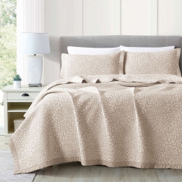 Borea Κουβέρτα Ζακάρ Σετ Leopard Εκρού Υπέρδιπλη 230 x 245 cm + (2) 50 x 70 cm Εκρού
