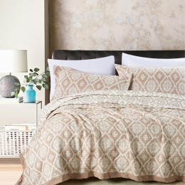 Borea Κουβέρτα Ζακάρ Σετ Valeria Μπεζ Υπέρδιπλη 230 x 245 cm + (2) 50 x 70 cm Μπεζ
