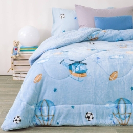 Borea Κουβερτοπάπλωμα Αερoπλανάκι Μονό 160 x 220 cm Σιέλ
