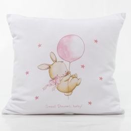 Borea Μαξιλάρι Διακοσμητικό Printed Sweet Dreams Baby Λευκό-Ροζ 45 x 45 cm Λευκό-Ροζ
