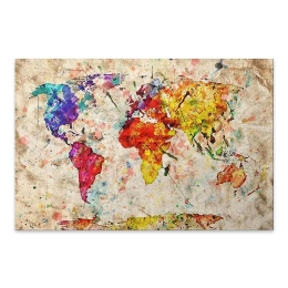 ΠΙΝΑΚΑΣ ΣΕ ΚΑΜΒΑ "COLORFUL WORLD MAP" MEGAPAP ΨΗΦΙΑΚΗΣ ΕΚΤΥΠΩΣΗΣ 75X50X3ΕΚ.
