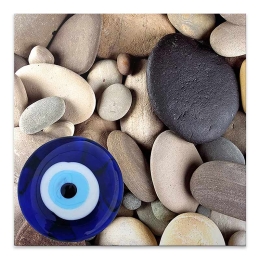 ΠΙΝΑΚΑΣ ΣΕ ΚΑΜΒΑ "EVIL EYE BEADS AND STONES" MEGAPAP ΨΗΦΙΑΚΗΣ ΕΚΤΥΠΩΣΗΣ 50X50X3ΕΚ.